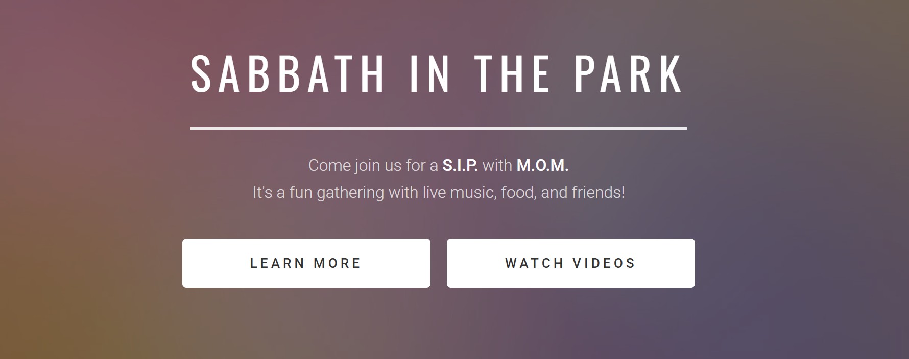 Homepage preview of Sabbath in Park website